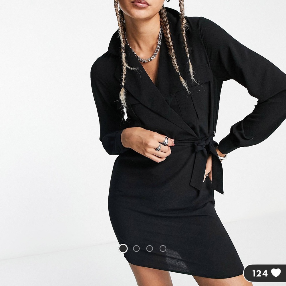 NWOT Noisy May Mini Wrap Shirt Dress in black